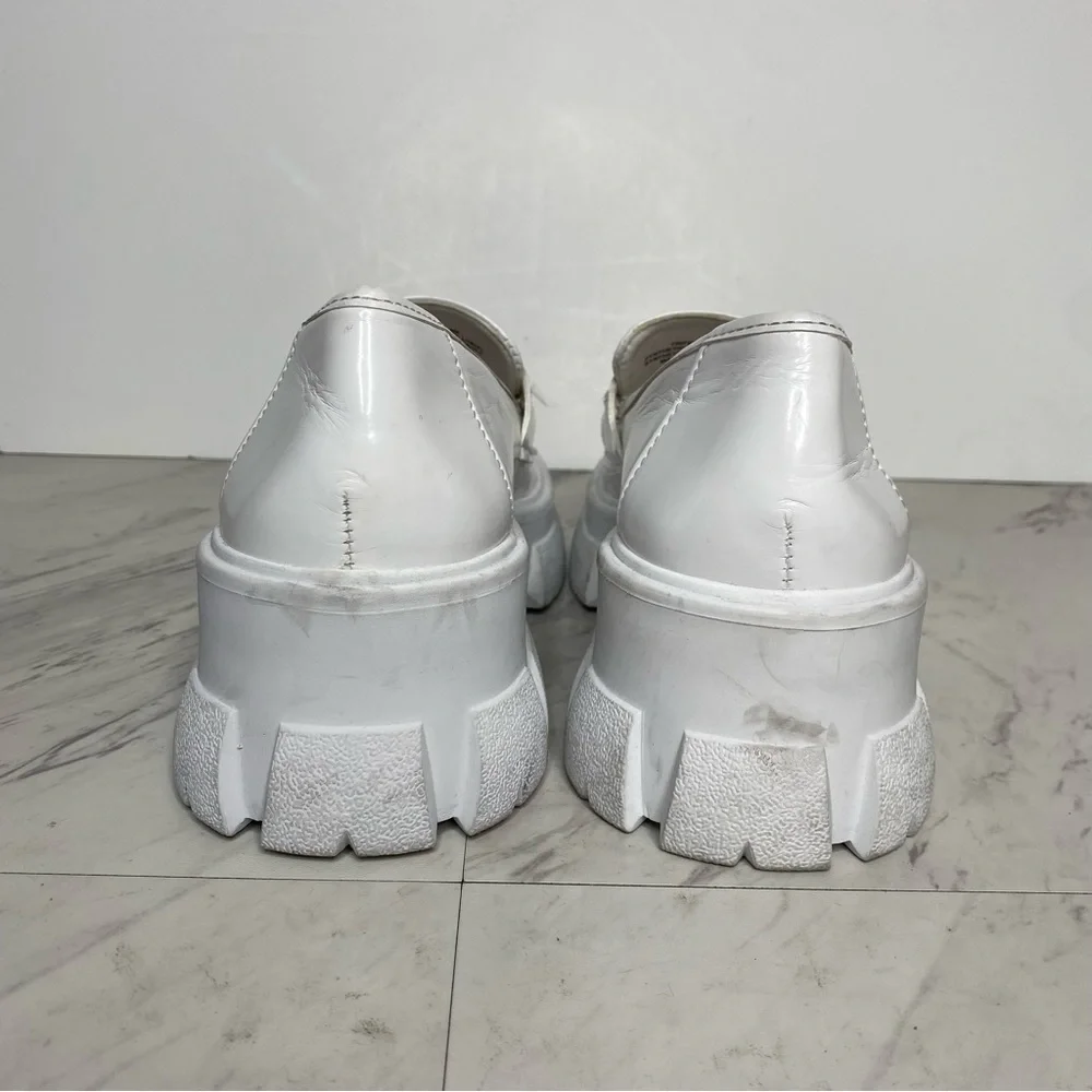 Steve Madden Trifecta Lug Sole Platform White Loafer 9 1/2